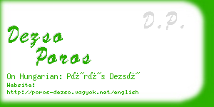 dezso poros business card